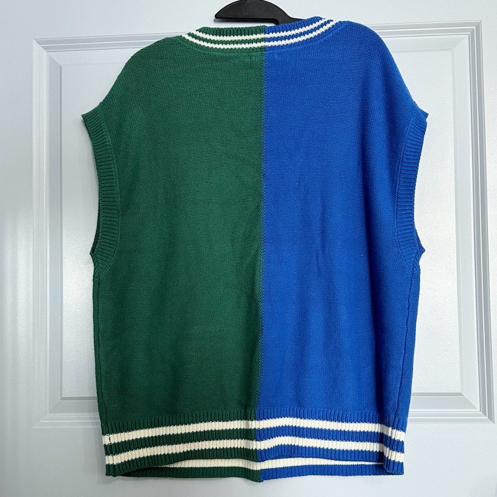 WILD FABLE Oversized Cable Knit Colorblock Sweater Vest Size Medium NWT - Picture 3 of 5